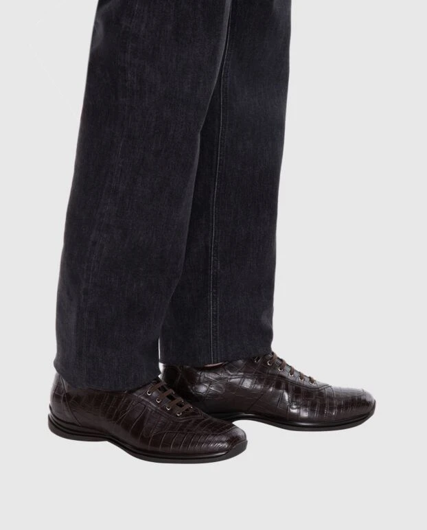 Stefano Ricci brown alligator leather snickers for men 172732 - photo 2