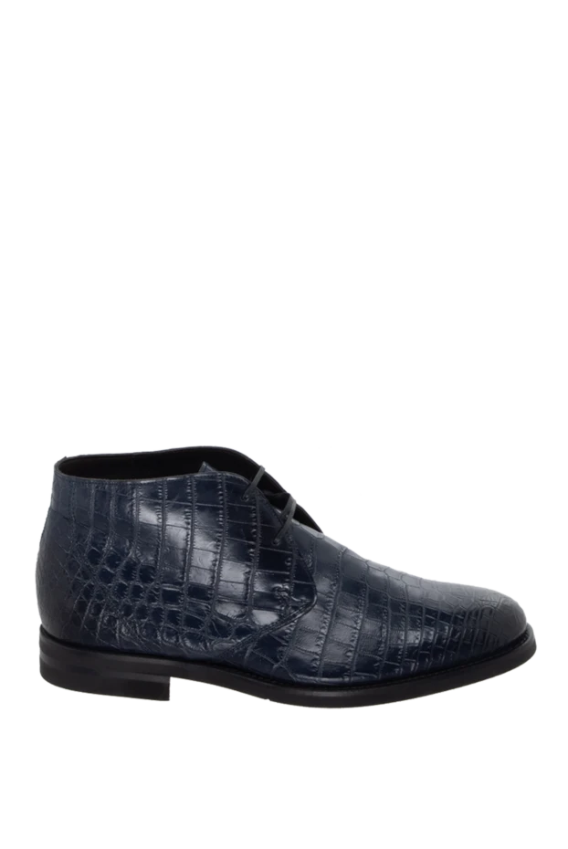 Чоловічі черевики зі шкіри алігатора сині - фото 1