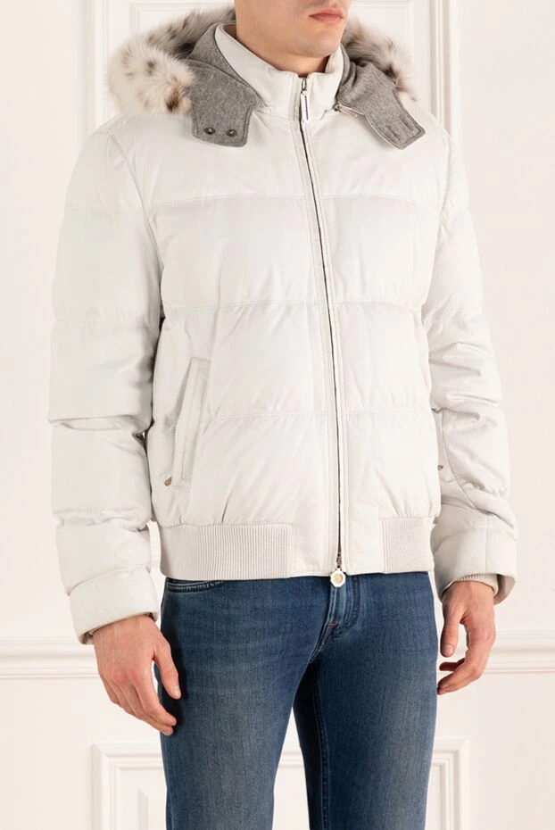 Stefano Ricci куртка из натуральной кожи и меха белая мужская 172745 - фото 3
