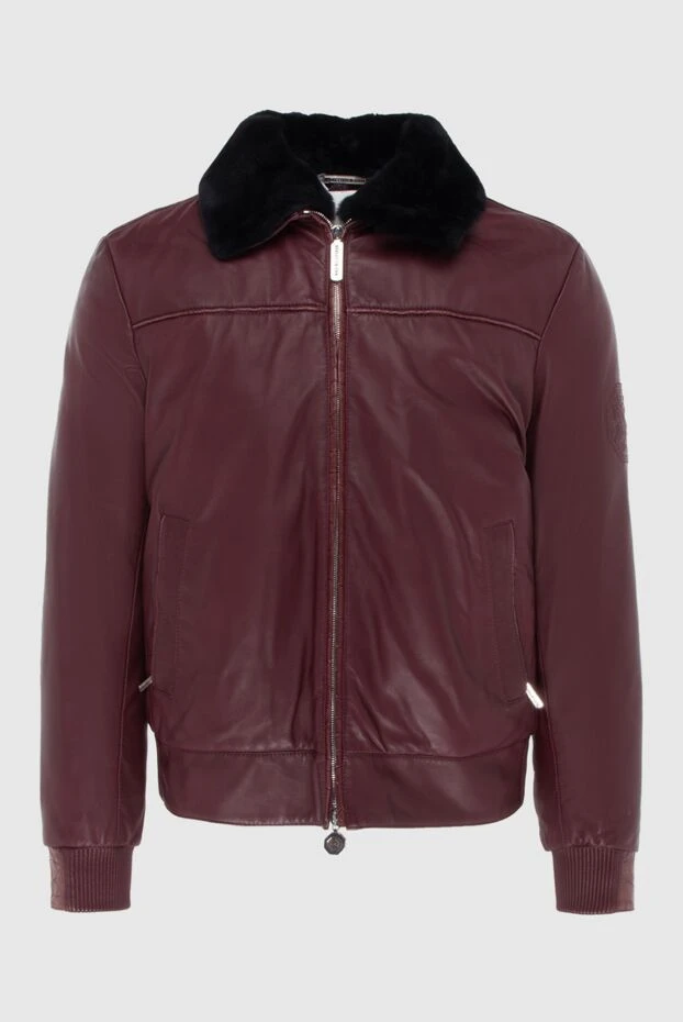 Куртка шкіряна бордова чоловіча - фото 1