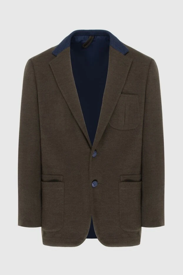 Пиджак из шерсти коричневый мужской - фото 1