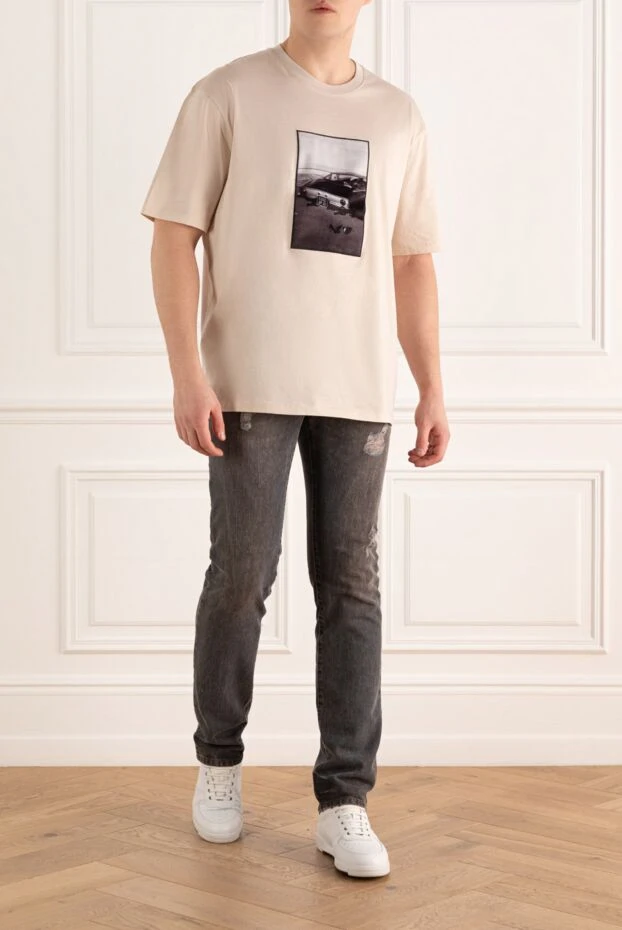 Limitato мужские футболка из хлопка бежевая мужская купить с ценами и фото 172817 - фото 2