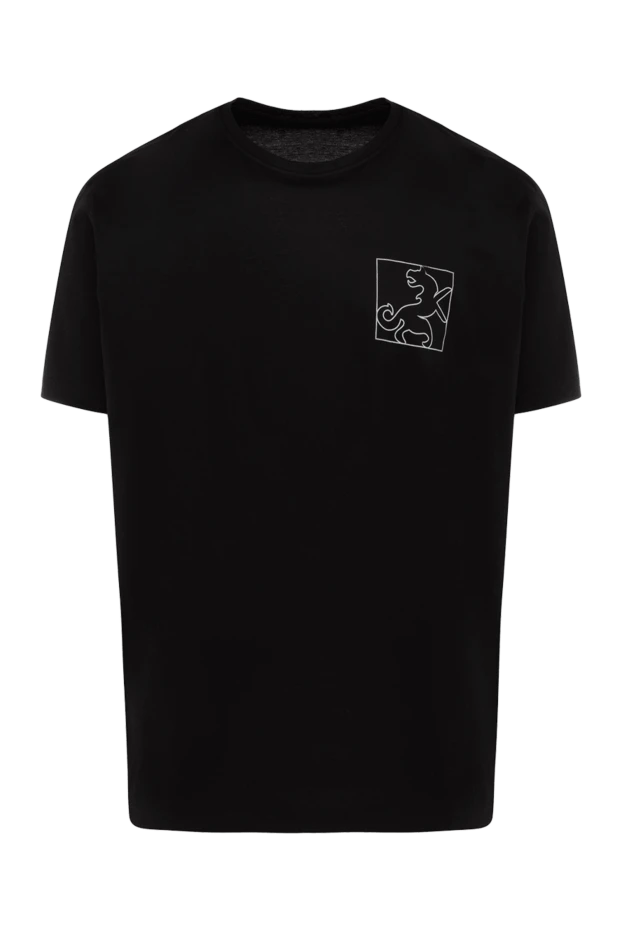 Tombolini black cotton t-shirt with lion emblem embroidery on the chest 197026 - photo 1
