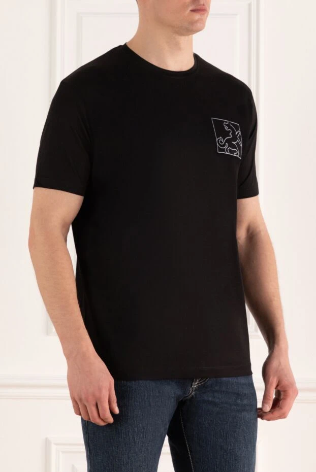 Tombolini black cotton t-shirt with lion emblem embroidery on the chest 197026 - photo 3