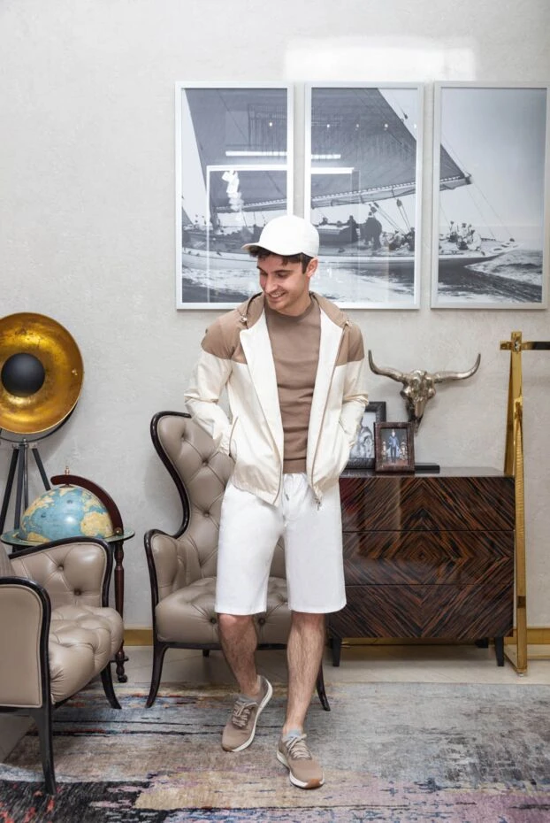 Вітровка з бавовни, поліаміду та еластану бежева - фото 2