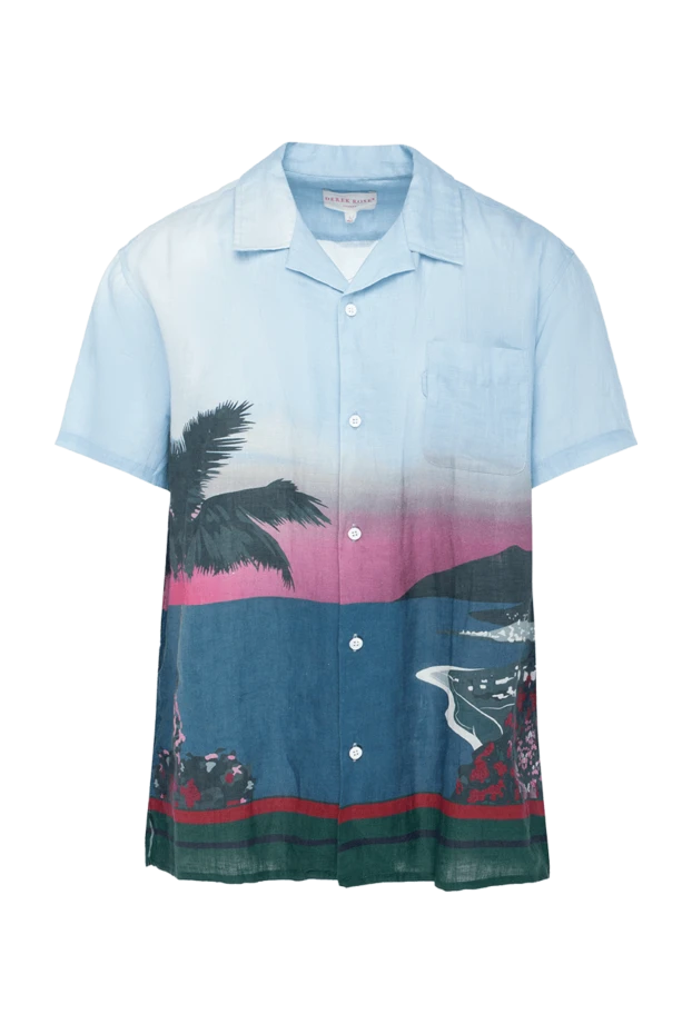 Derek Rose мужские рубашка из льна голубая мужская купить с ценами и фото 172882 - фото 1