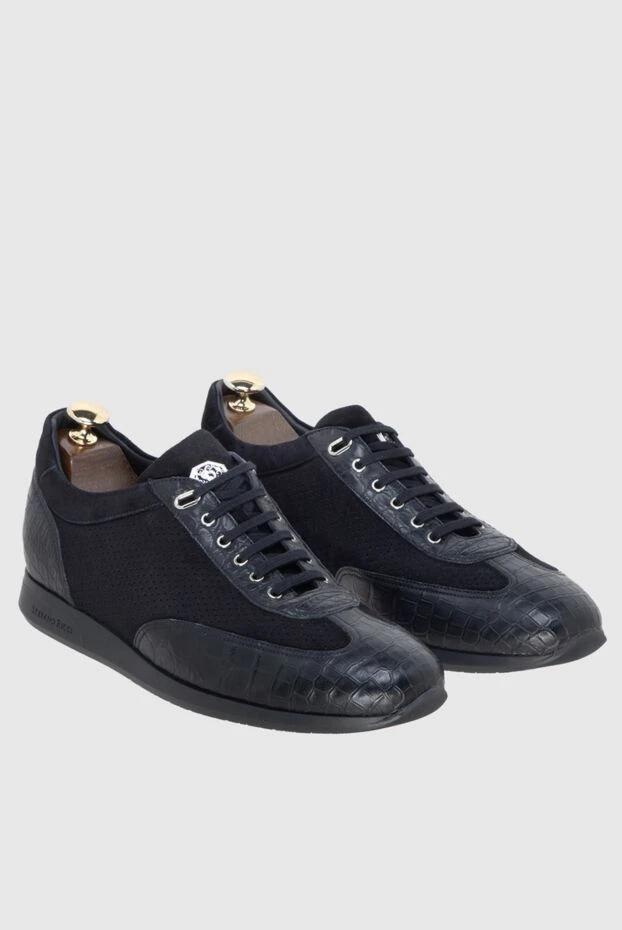 Stefano Ricci black suede and crocodile leather sneakers for men 172963 - photo 3