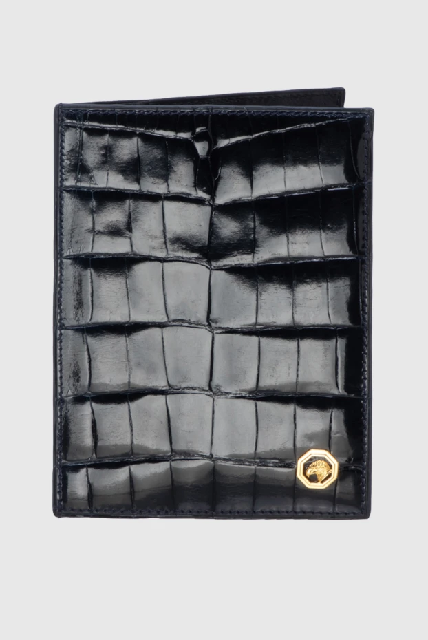 Візитниця зі шкіри крокодила чорна чоловіча - фото 1