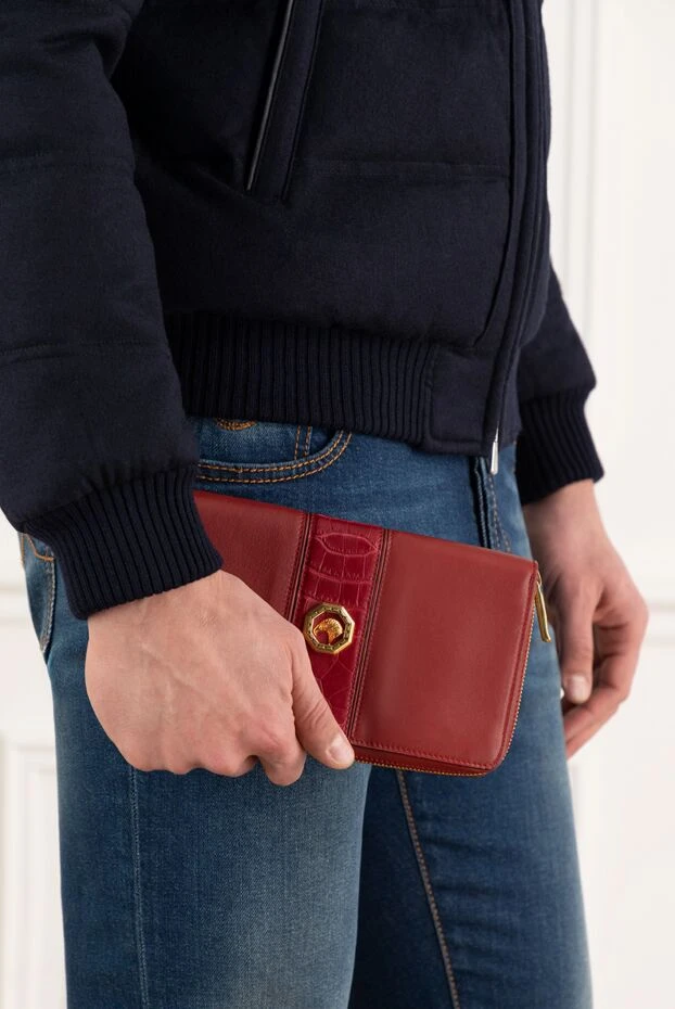Stefano Ricci men's clutch bag made of crocodile leather genuine leather red 172974 - photo 2