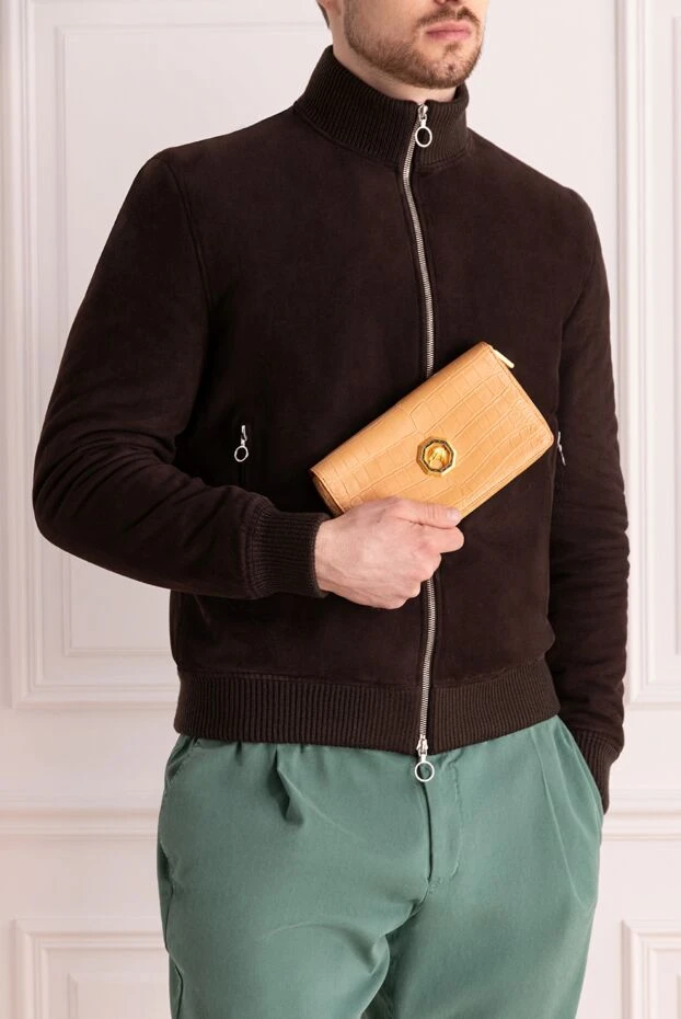 Stefano Ricci men's clutch bag from crocodile leather beige 172975 - photo 2