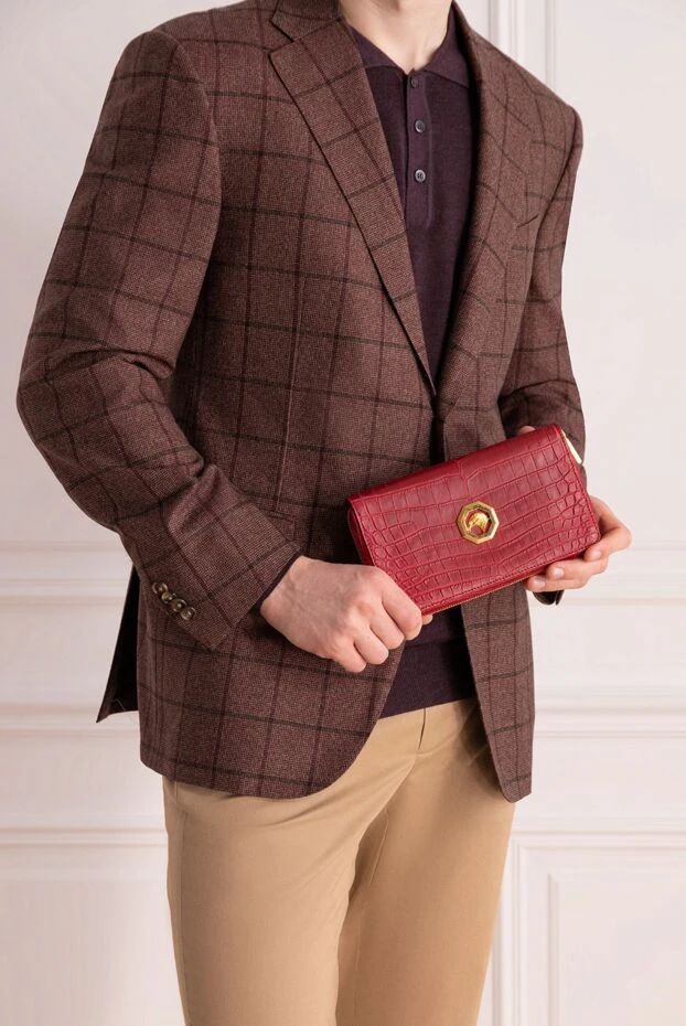 Stefano Ricci red crocodile leather men's clutch bag 172976 - photo 2
