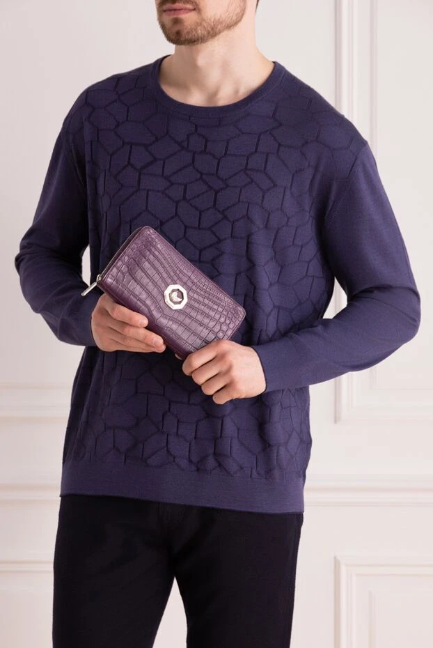 Stefano Ricci men's clutch bag made of crocodile leather purple 172978 - photo 2