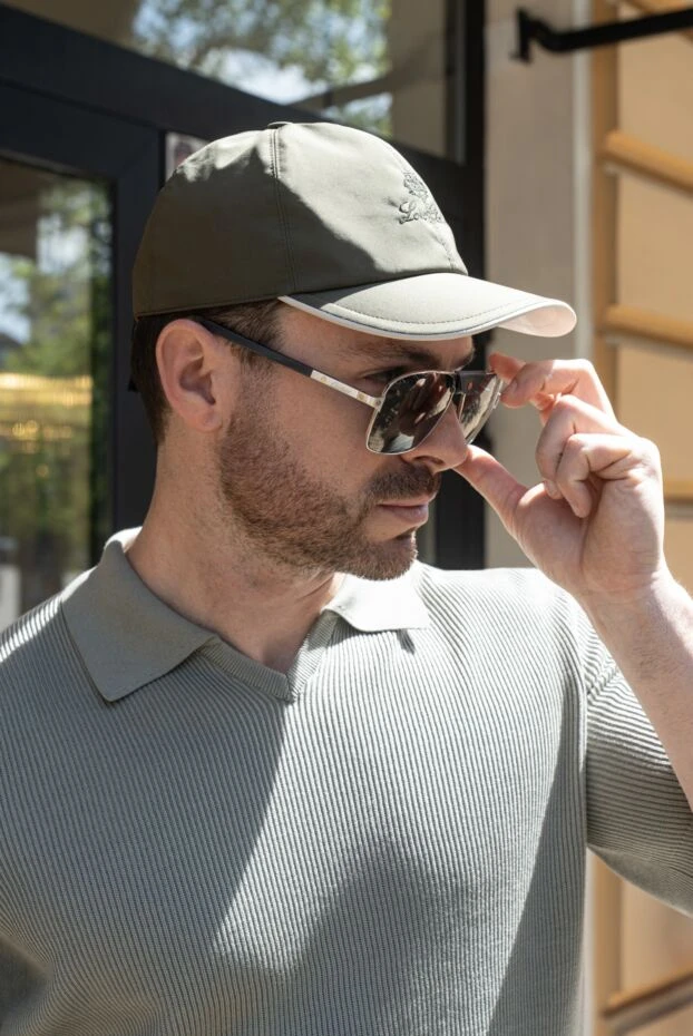 Loro Piana khaki green cap with contrasting trim and embroidered logo for men 172988 - photo 2