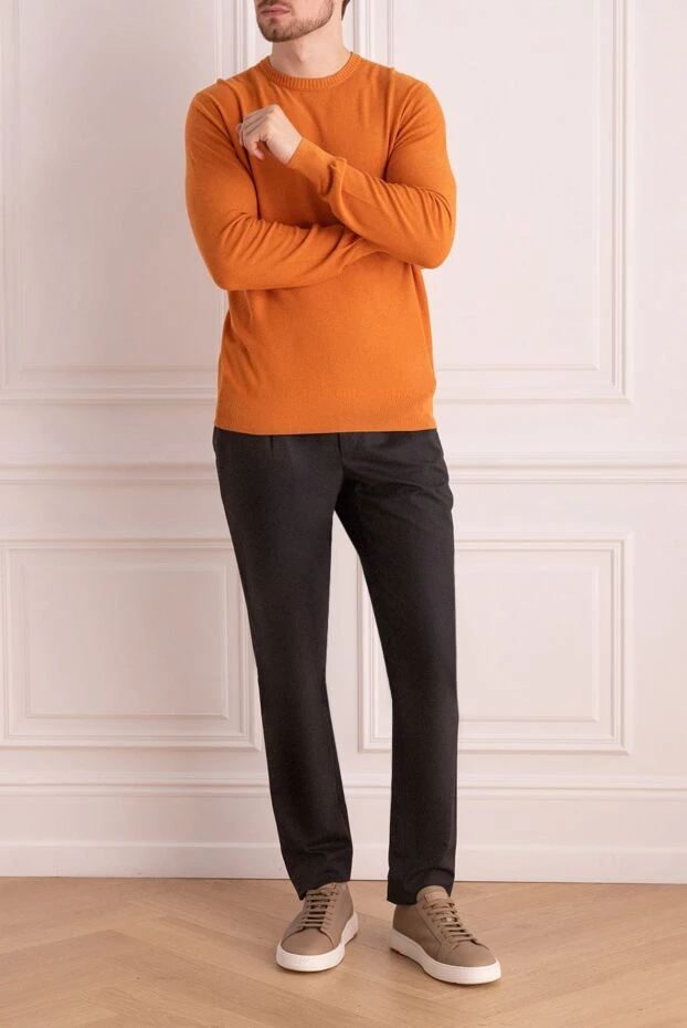 Loro Piana мужские джемпер из хлопка и шёлка оранжевый мужской купить с ценами и фото 172993 - фото 2