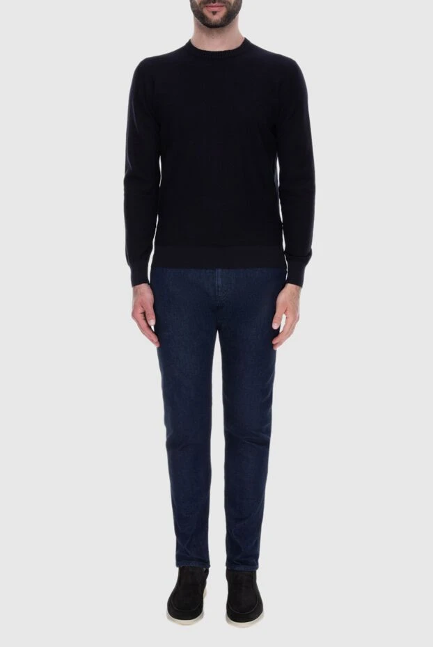 Loro Piana man cotton and silk jumper blue for men buy with prices and photos 173002 - photo 2