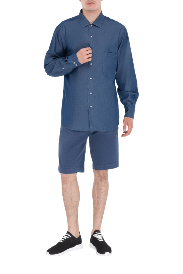 Loro Piana мужские сорочка из хлопка синяя мужская купить с ценами и фото 173003 - фото 2