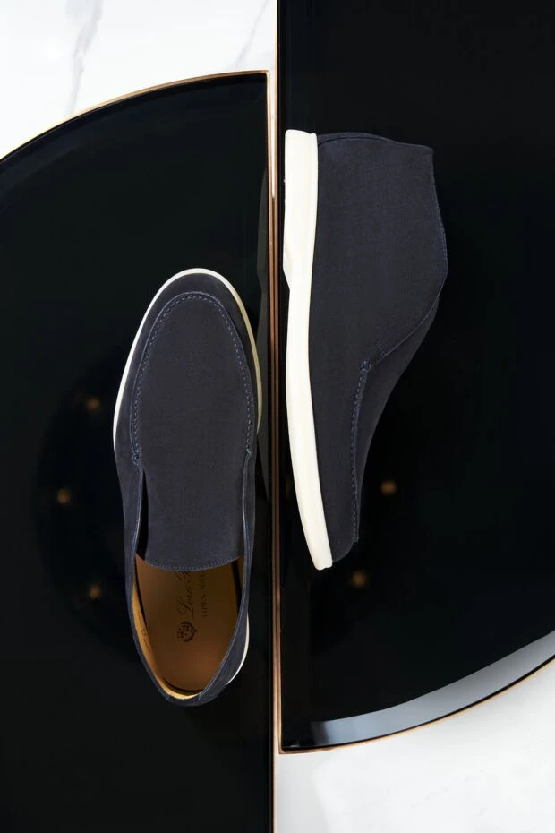 Loro Piana лоферы из замши с внутренней частью из телячьей кожи наппа синие 173022 - фото 2