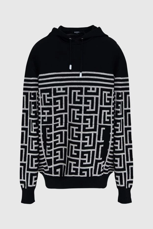 Balmain man men's hoodie made of wool, linen and polyamide, black buy with prices and photos 173040 - photo 1