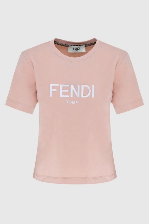 Fendi футболка из хлопка бежевая женская 173054 - фото 1