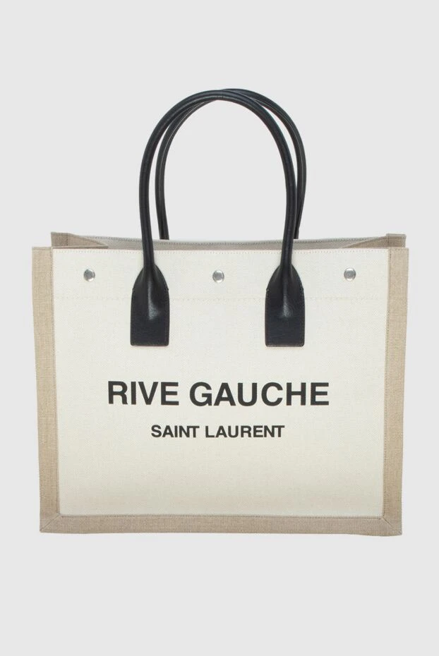 White women's shopper bag with black logo