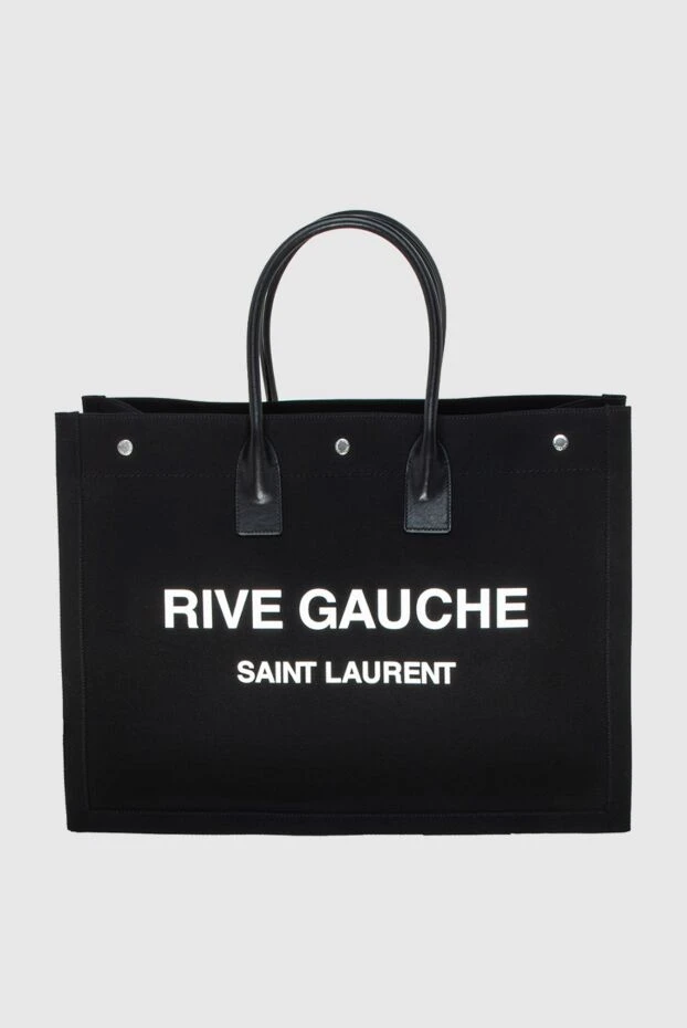 Saint Laurent black women's shopper bag with white logo 173121 - photo 1