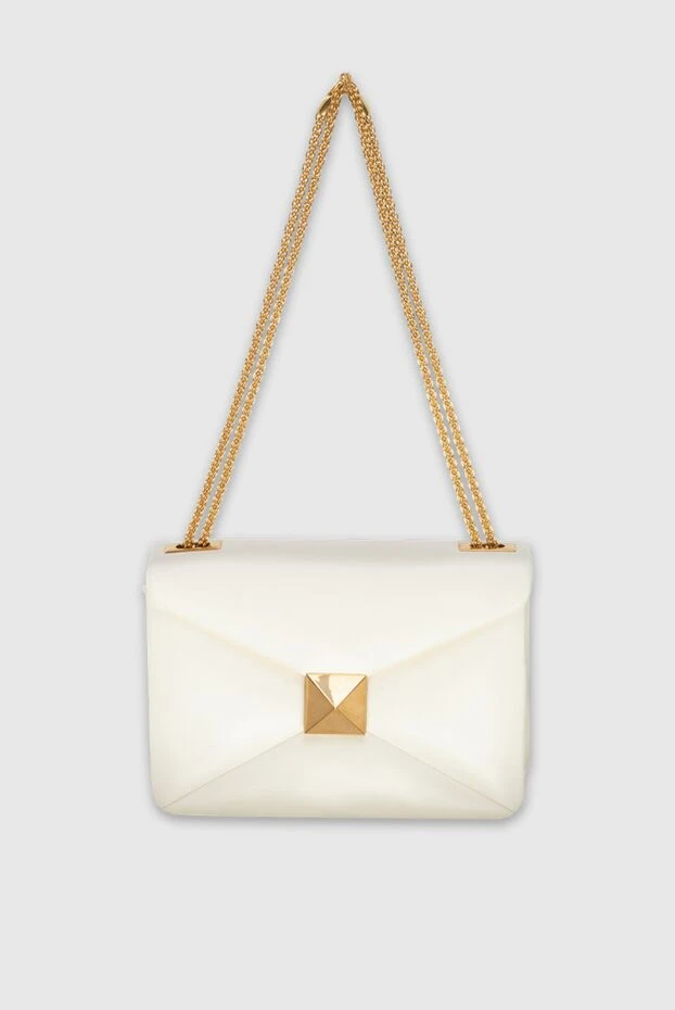 Women's yellow leather bag with geometric inserts