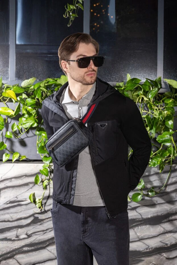 Prada худі чоловіче з бавовни та еластану чорний 173160 - фото 2