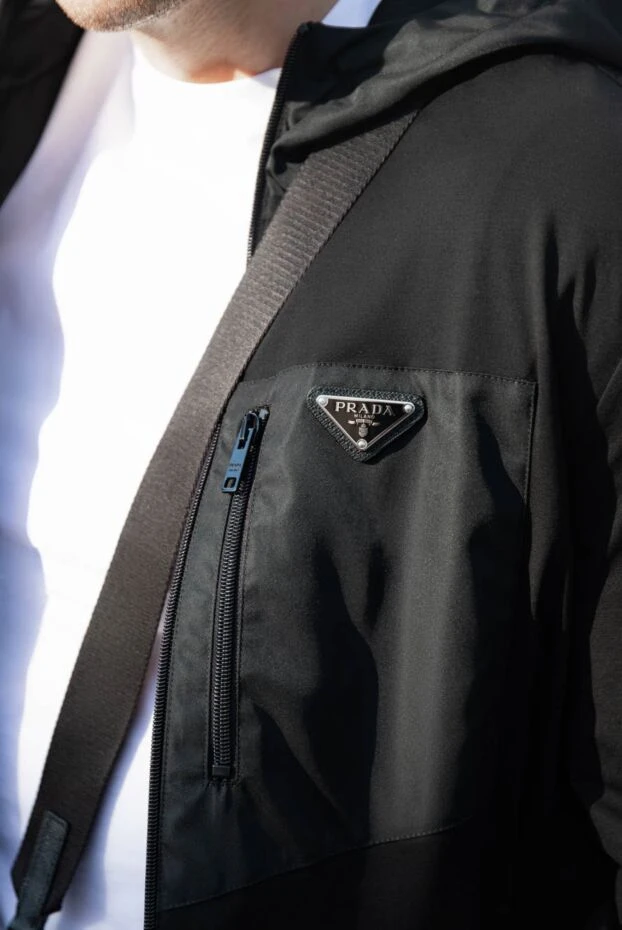 Prada худі чоловіче з бавовни та еластану чорний 173160 - фото 3