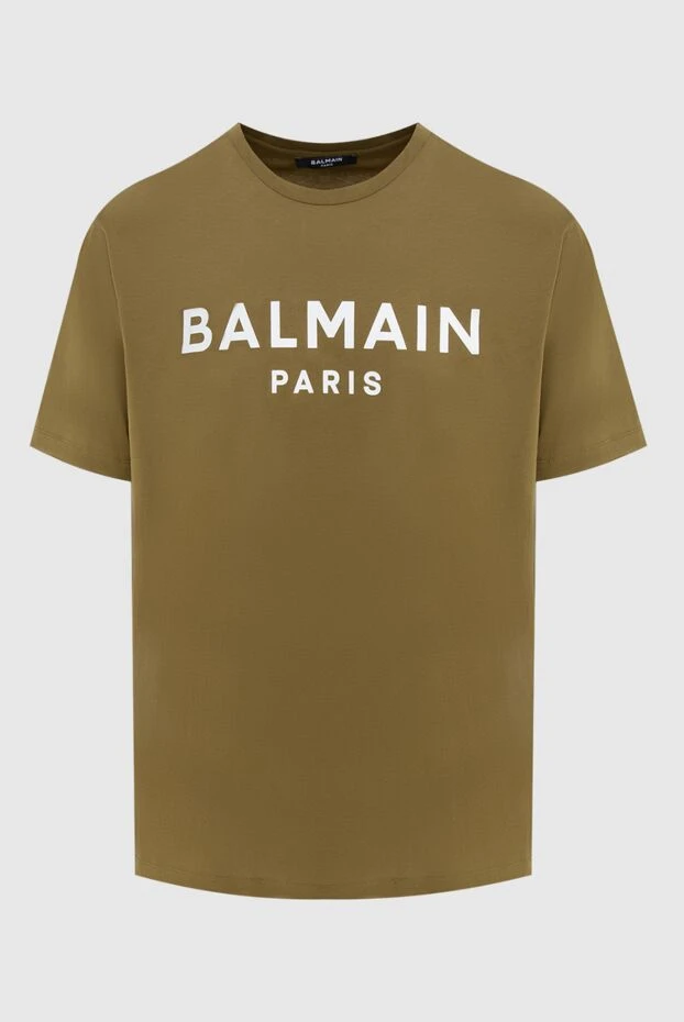 Balmain plain t-shirt with paris logo on chest in military colors 196910 - photo 1