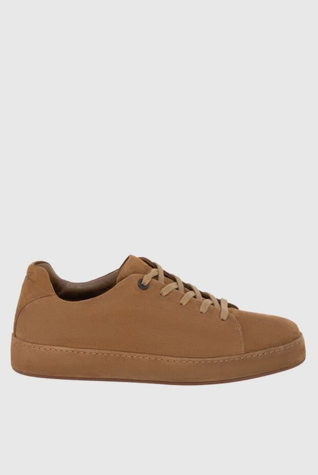 Brown suede sneakers for men