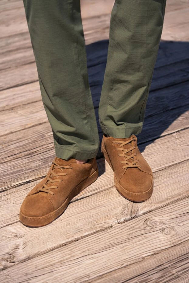 Loro Piana карамельные замшевые сникеры на прошитой подошве 173184 - фото 2