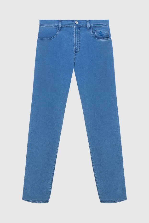 Blue cotton and polyamide jeans for men