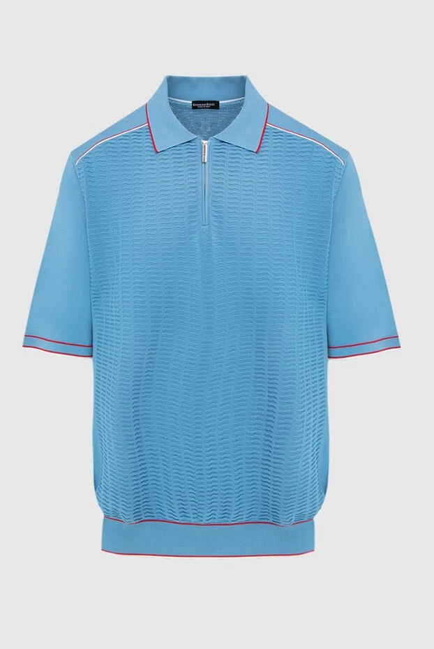 Stefano Ricci blue cotton polo shirt with a textured weave and a zip-up closure. 195509 - photo 1