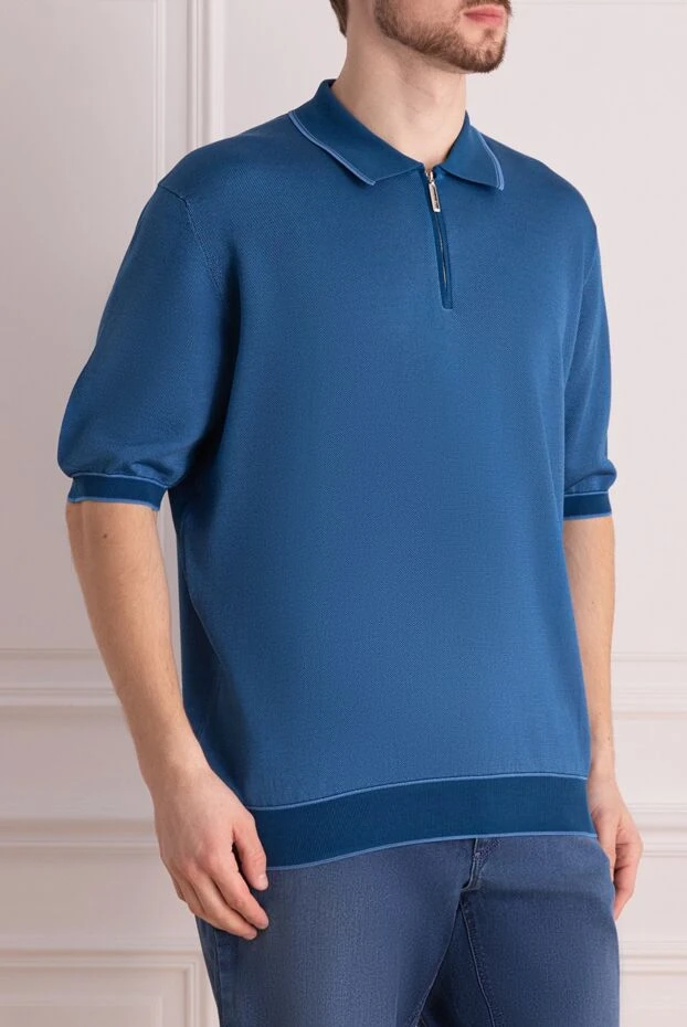 Stefano Ricci blue cotton and silk polo shirt for men 173247 - photo 3