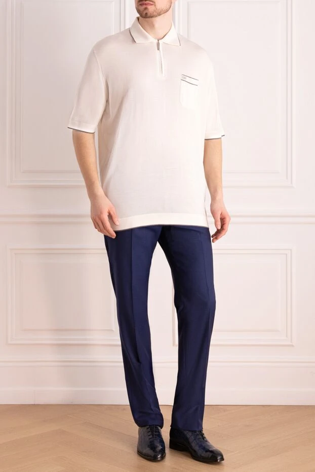 Stefano Ricci поло из шелка белое мужское 173250 - фото 2