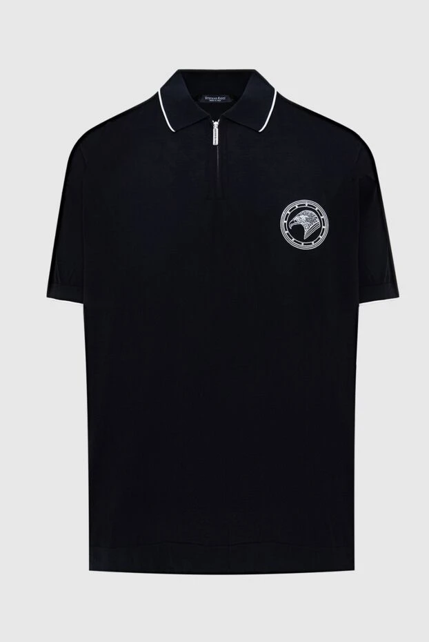 Black cotton and silk polo for men - photo 1