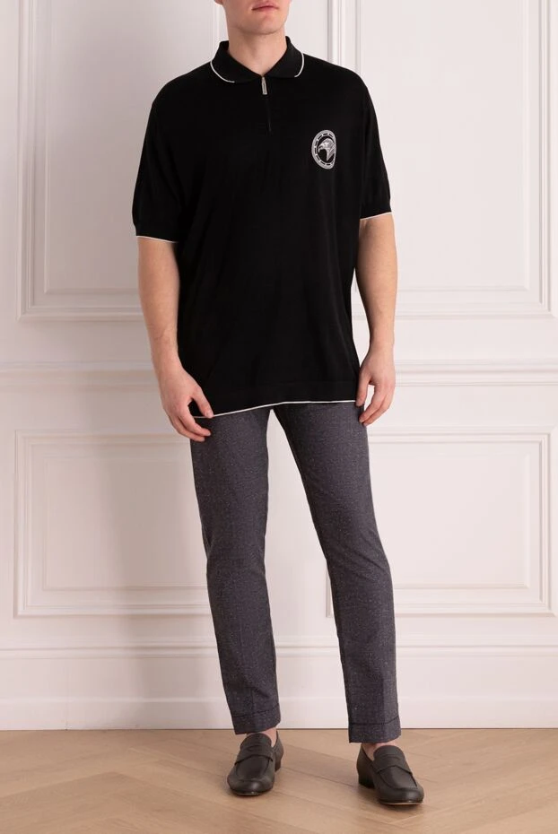 Stefano Ricci поло из хлопка и шелка черное мужское 173254 - фото 2