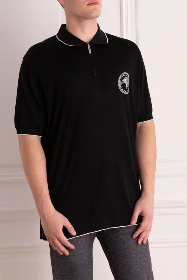 Stefano Ricci поло из хлопка и шелка черное мужское 173254 - фото 3