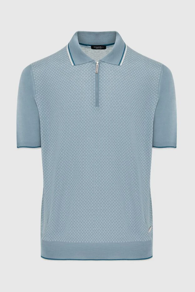 Stefano Ricci поло з шовку блакитне чоловіче 173259 - фото 1