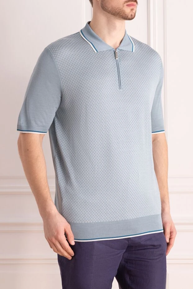 Stefano Ricci поло из шелка голубое мужское 173259 - фото 3