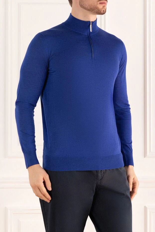 Stefano Ricci тройер из кашемира и шелка синий мужской 173270 - фото 3