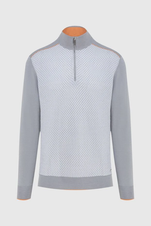 Тройер из хлопка, шелка и льна серый мужской - фото 1