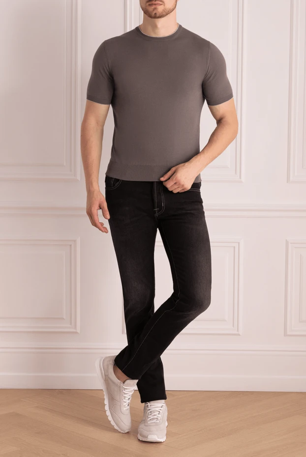 Cesare di Napoli brown men's jumper with short sleeves 197037 - photo 2
