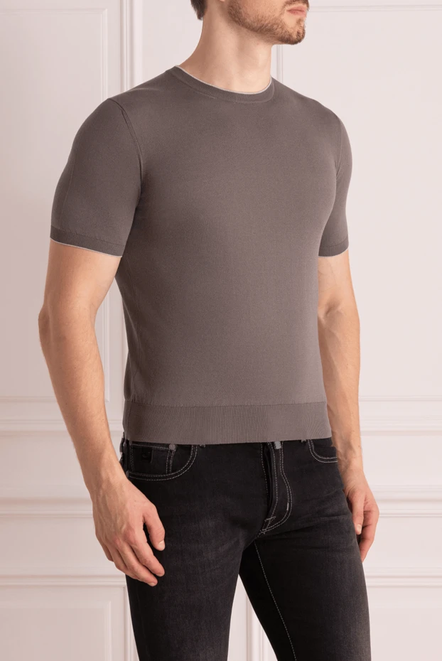 Cesare di Napoli brown men's jumper with short sleeves 197037 - photo 3