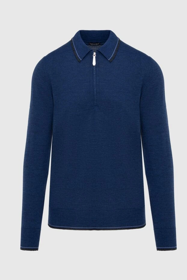 Massimo Sforza polo with long sleeves made of wool and silk blue for men 173302 - photo 1