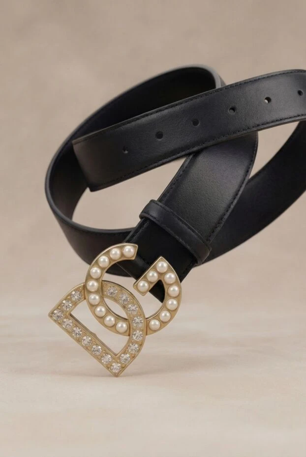 Dolce & Gabbana black leather belt for women with dg emblem 173309 - photo 2
