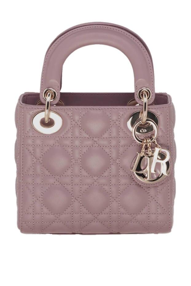 Women's purple small bag made of textured leather and logo