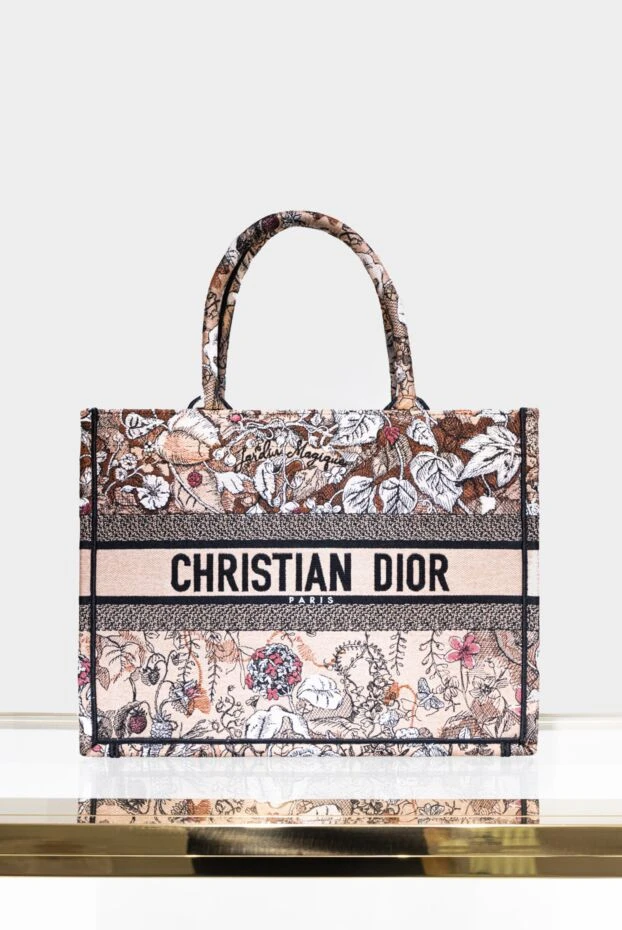 Dior women's textile bag brown with flowers 173331 - photo 2