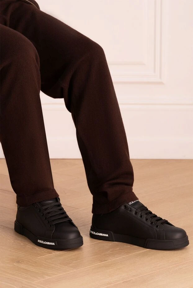 Dolce & Gabbana чоловічі кросівки із натуральної шкіри чорні чоловічі купити фото з цінами 173421 - фото 2