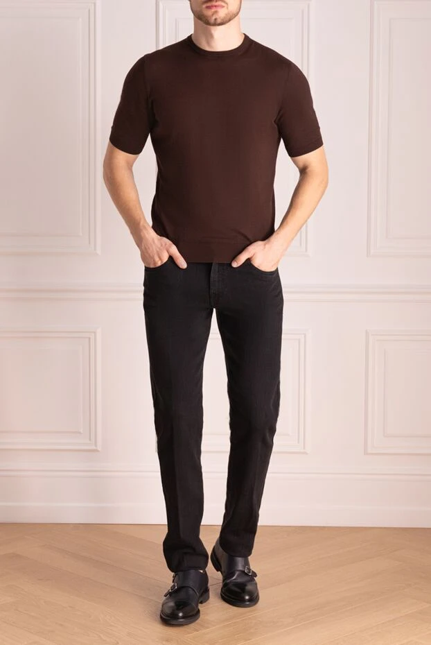 Cesare di Napoli man cotton short sleeve jumper brown for men buy with prices and photos 173434 - photo 2